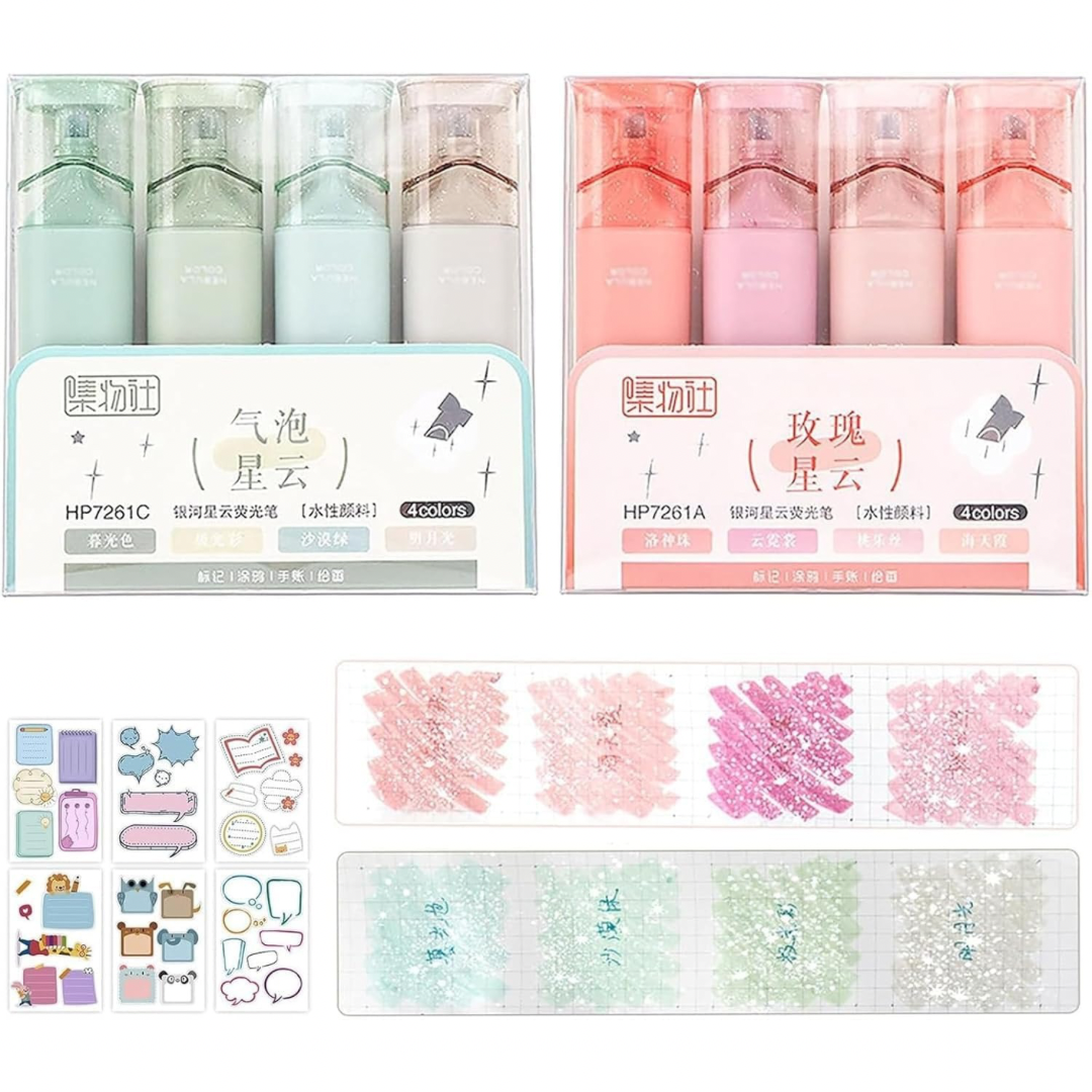 Highlighters Sparkle, pack de 4 marcadores con Glitter.
