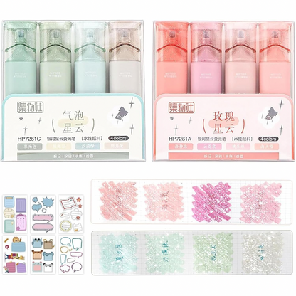 Highlighters Sparkle, pack de 4 marcadores con Glitter.